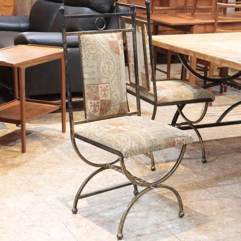 英国ヴィンテージ アイアンフレーム チェア ゴブラン織