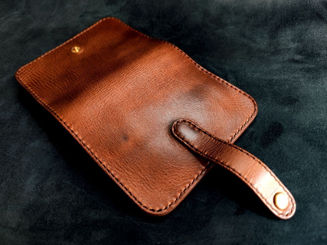 HORWEENクロムエクセル　ショートウォレット②　ブラウン×ゴールド