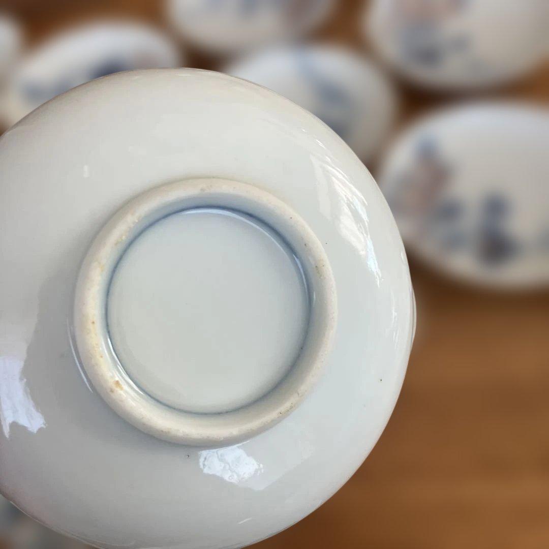 江戸後期　染付菊紋皿17客 箱付き　2枚欠け