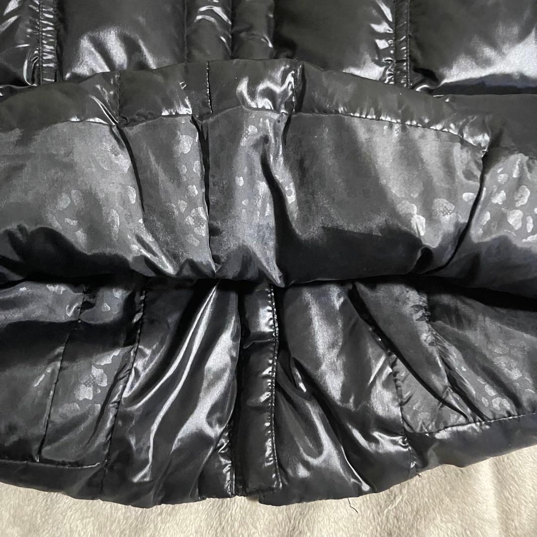 平成ギャル y2k　光沢　リアルファー付きダウン　黒　グランジ　パーカー　お兄系