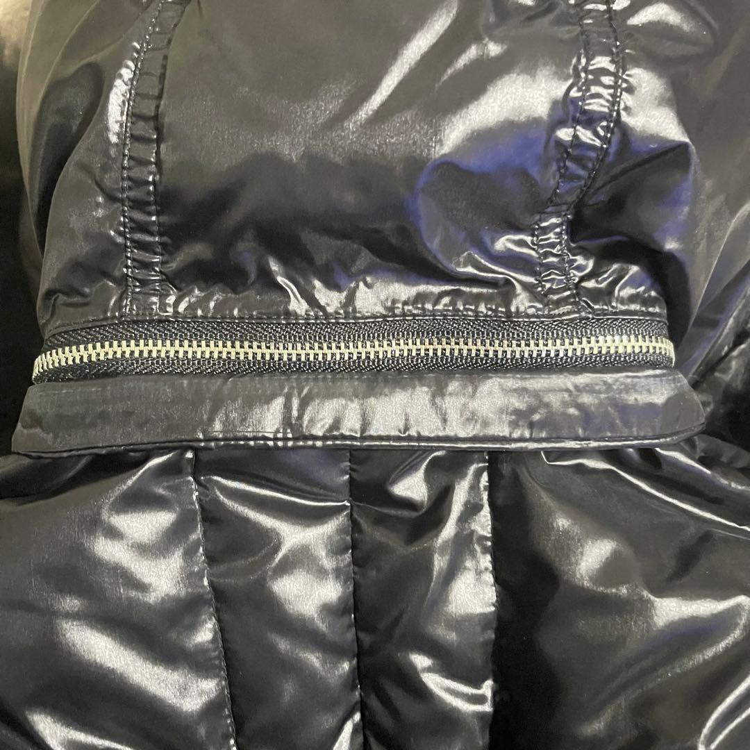 平成ギャル y2k　光沢　リアルファー付きダウン　黒　グランジ　パーカー　お兄系