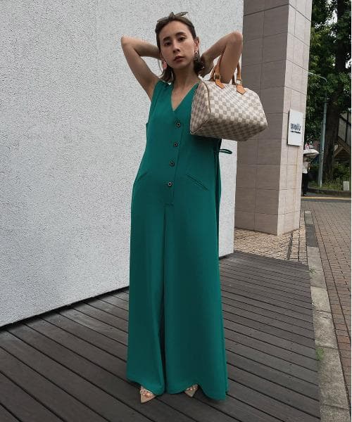 【AMERI vintage】 BOX SIDE RIBBON ROMPERS