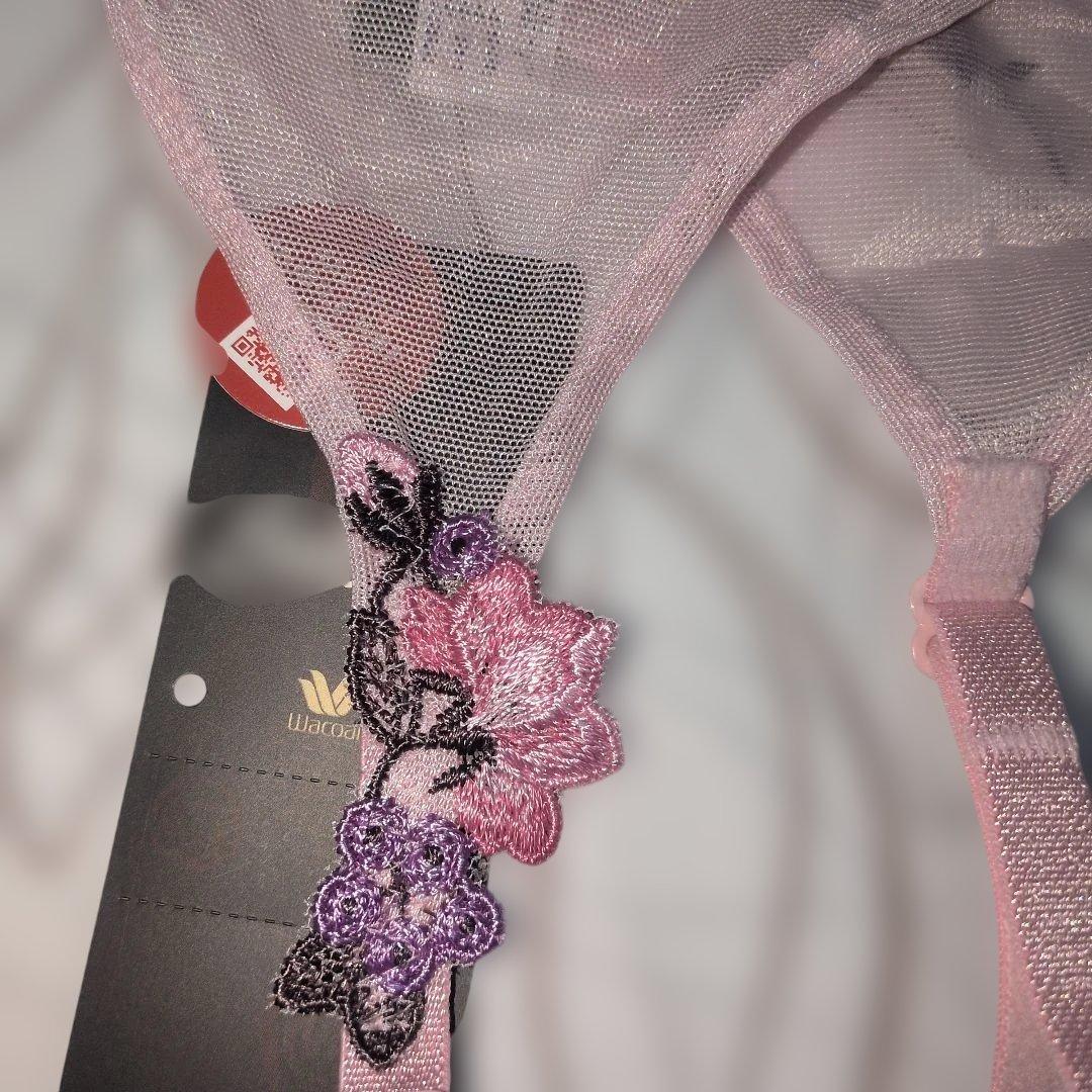 サルート　ピンク 花柄　ブラC85TバックLガーターベルトM3セット　色移りあり