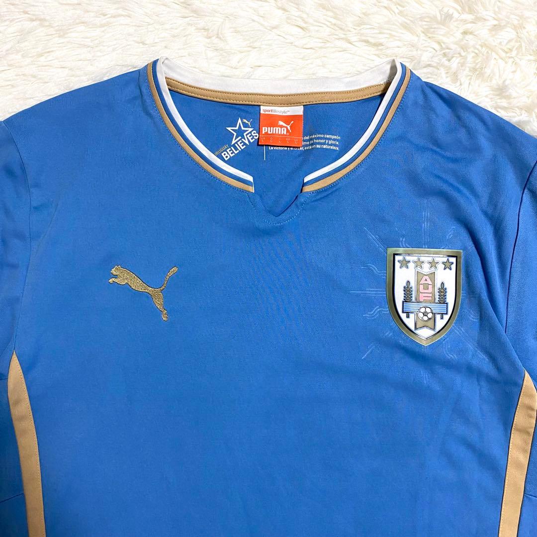 ウルグアイ代表　ユニフォーム　ゲームシャツ　刺繍　プーマ　ホーム　水色　L