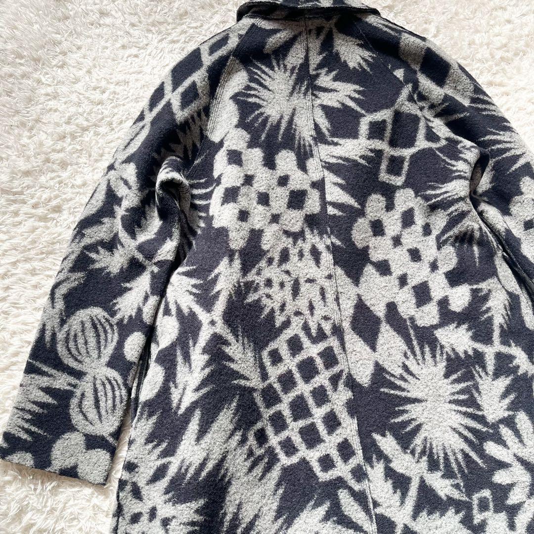 15年winterヨーガンレール ジャカードフェルトのコート ウール ネイビー