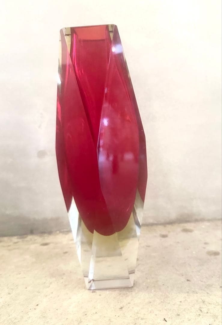 イタリア製　ムラーノガラスクリスタル花瓶