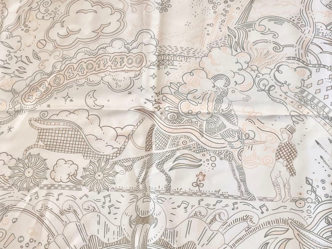 【美品！早い者勝ち！】HERMES カレ90 プリーズ　ホールド　ザ　ライン　白