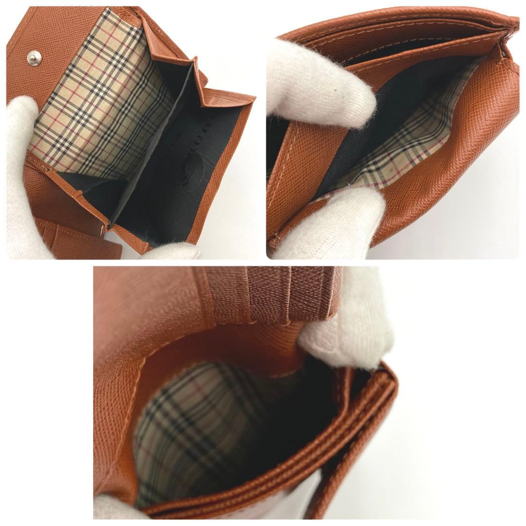 ☆キーウィ☆...✨BURBERRY 二つ折り財布 サフィアーノレザー 茶