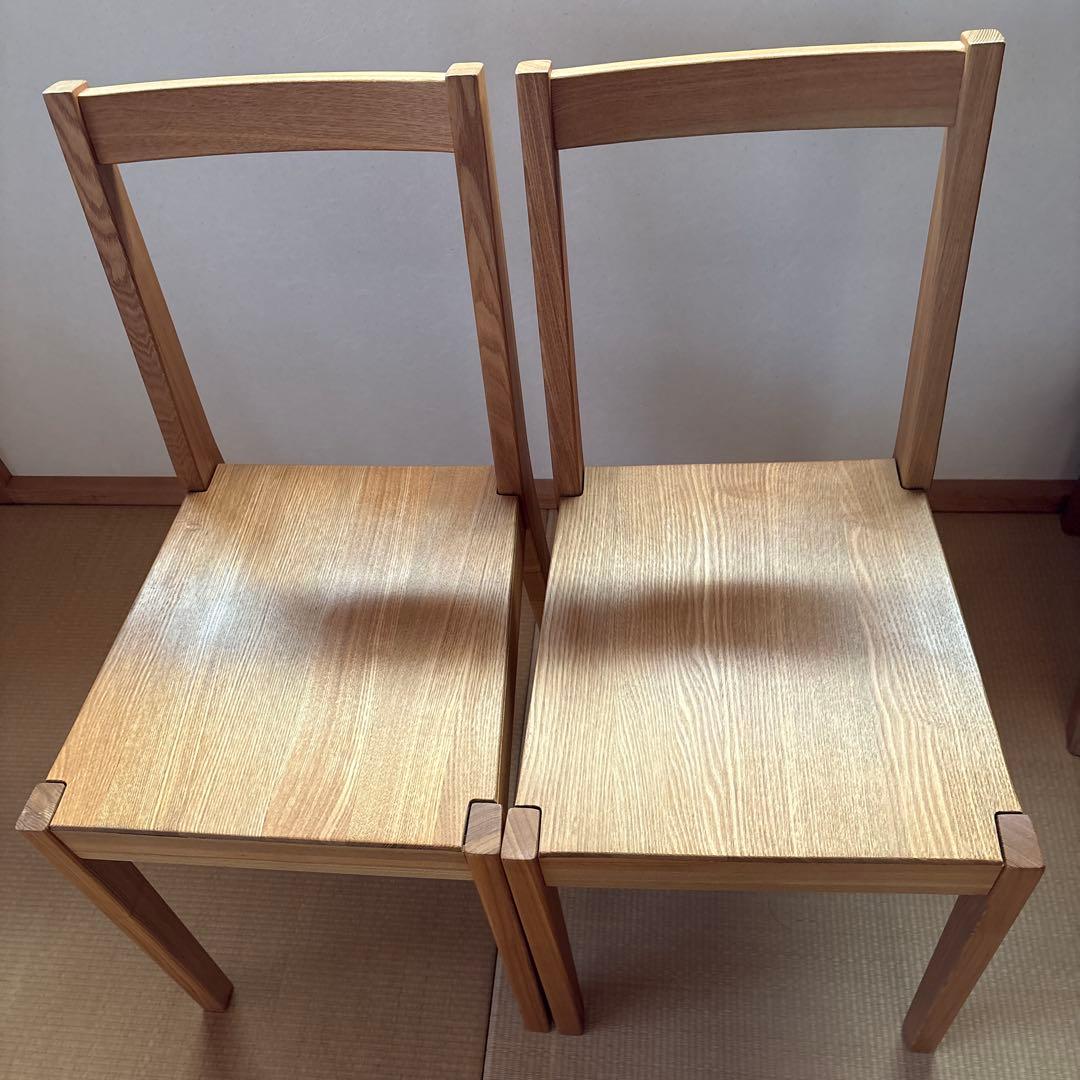 MUJI無印良品 タモ無垢材チェア2脚/ダイニング