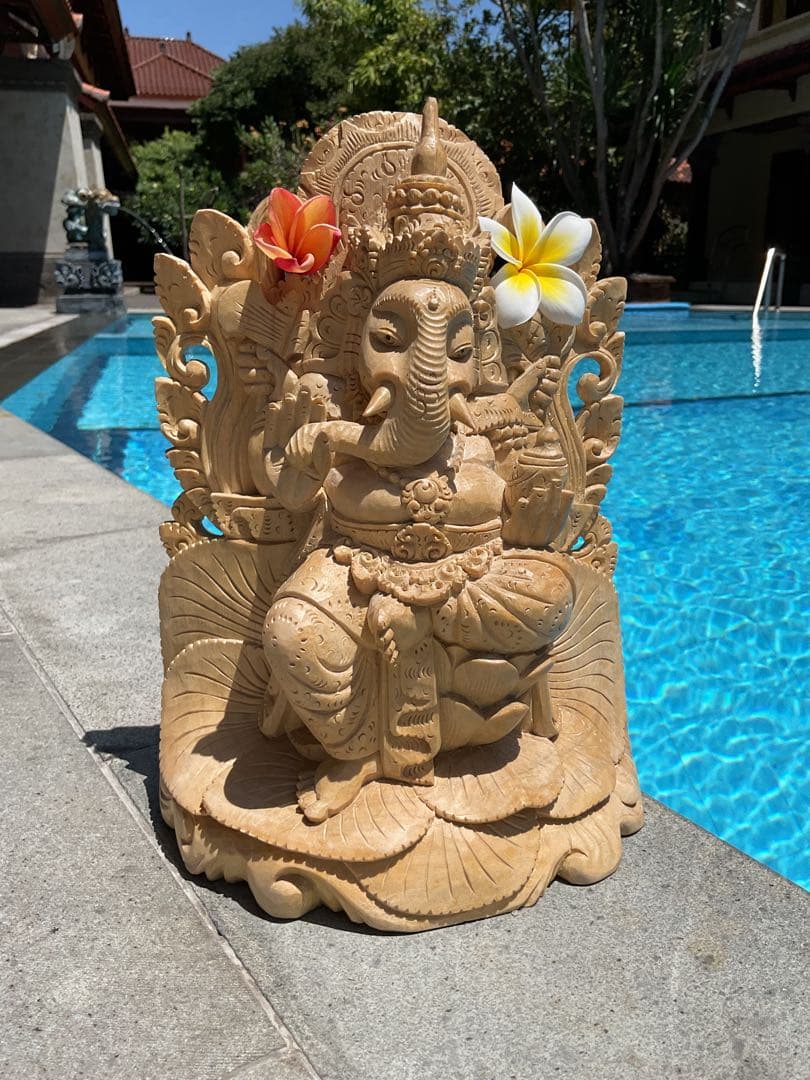 【新入荷】ガネーシャ像(夢をかなえる神様)Hiクオリティ木彫り 29cm