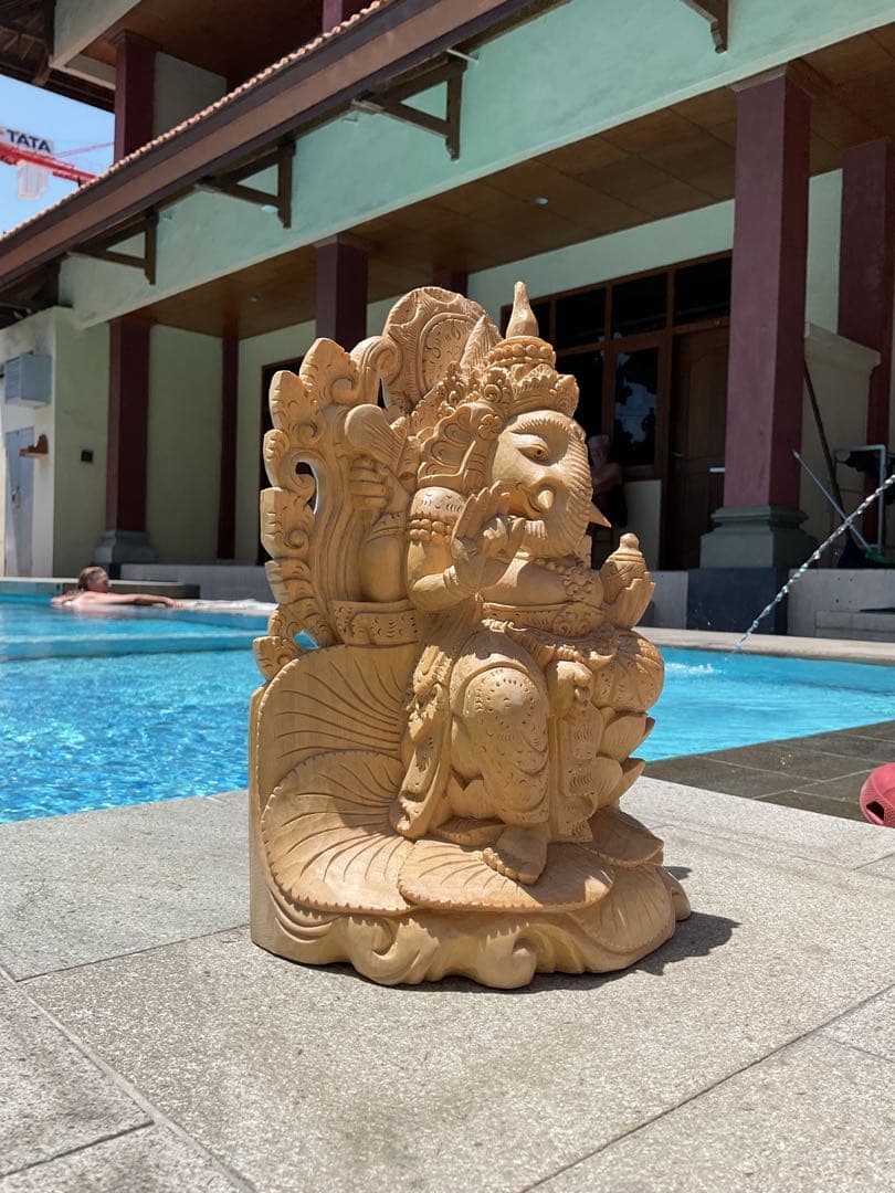 【新入荷】ガネーシャ像(夢をかなえる神様)Hiクオリティ木彫り 29cm