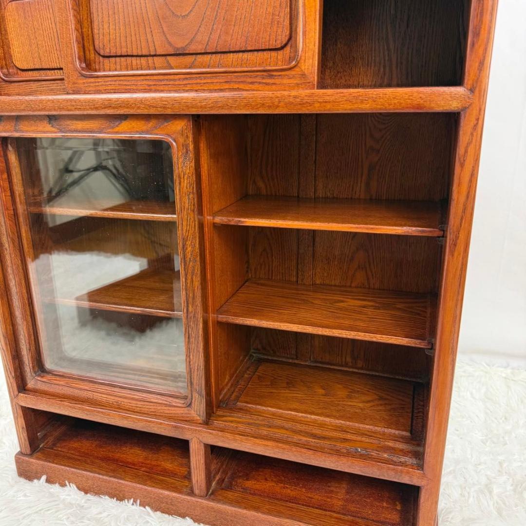 【高級】茶箪笥 欅 昭和レトロ 茶棚 和家具 収納家具 飾り棚　822-6