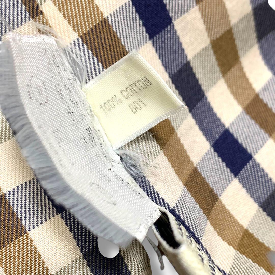 アクアスキュータム　英国製　チェック　ステンカラーコート ベージュ　比翼　XL