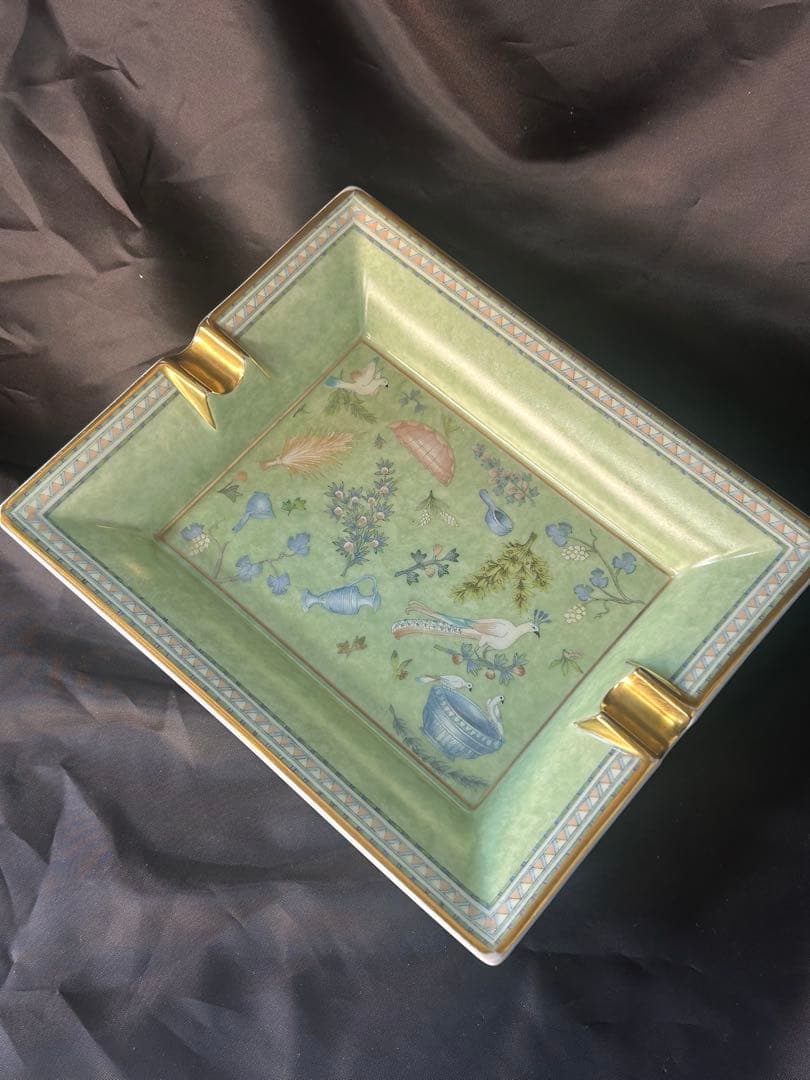 HERMES（エルメス）陶器アッシュトレイ 小物入れ 灰皿 孔雀