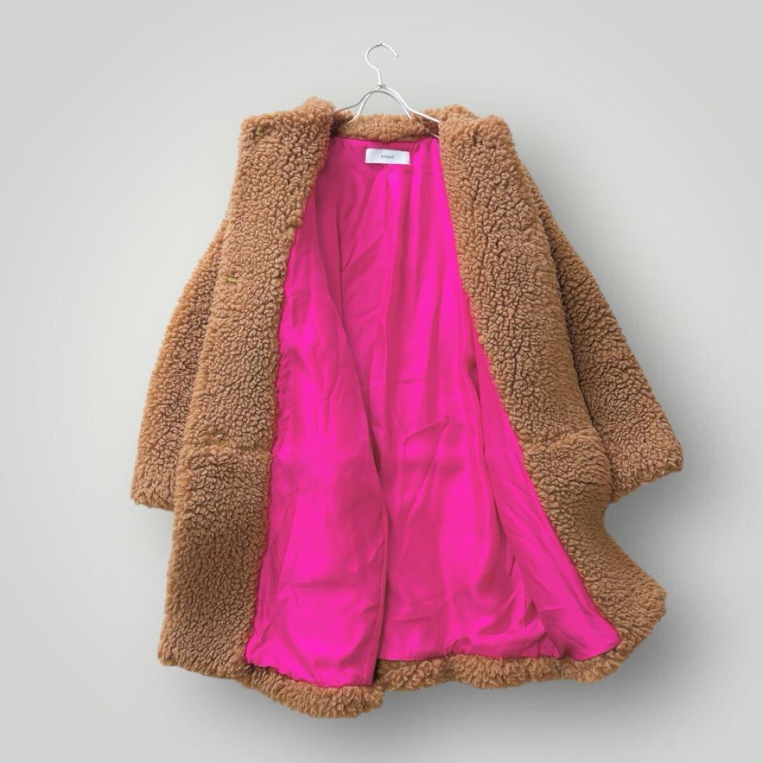 ［上質］19AW saqui サキ ベビーキャメル シルク ボア コート