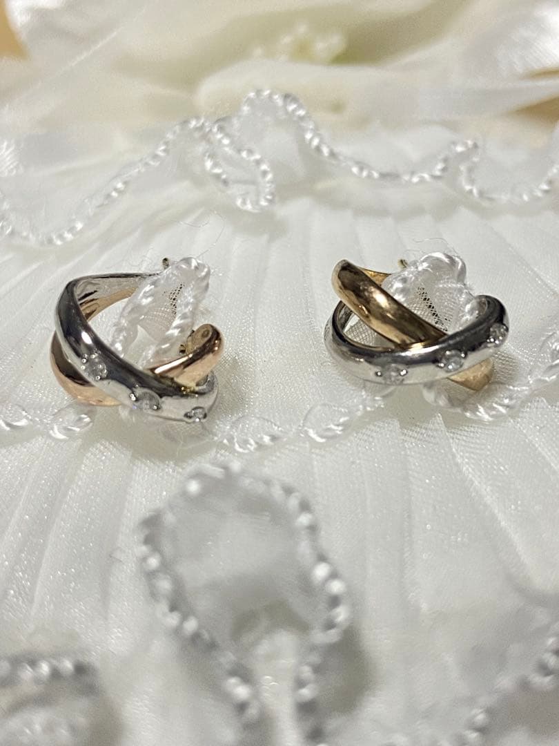 VENDOME AOYAMA　K18YG　PT900 ダイヤ　フープ　ピアス