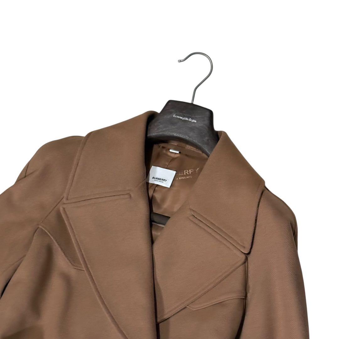 未使用級 BURBERRY カシミヤ混 女優襟 ジャガード ベルテッドコート