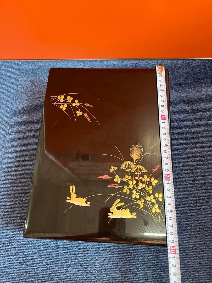 1199 木箱　書類入　小物入　花うさぎ　未使用