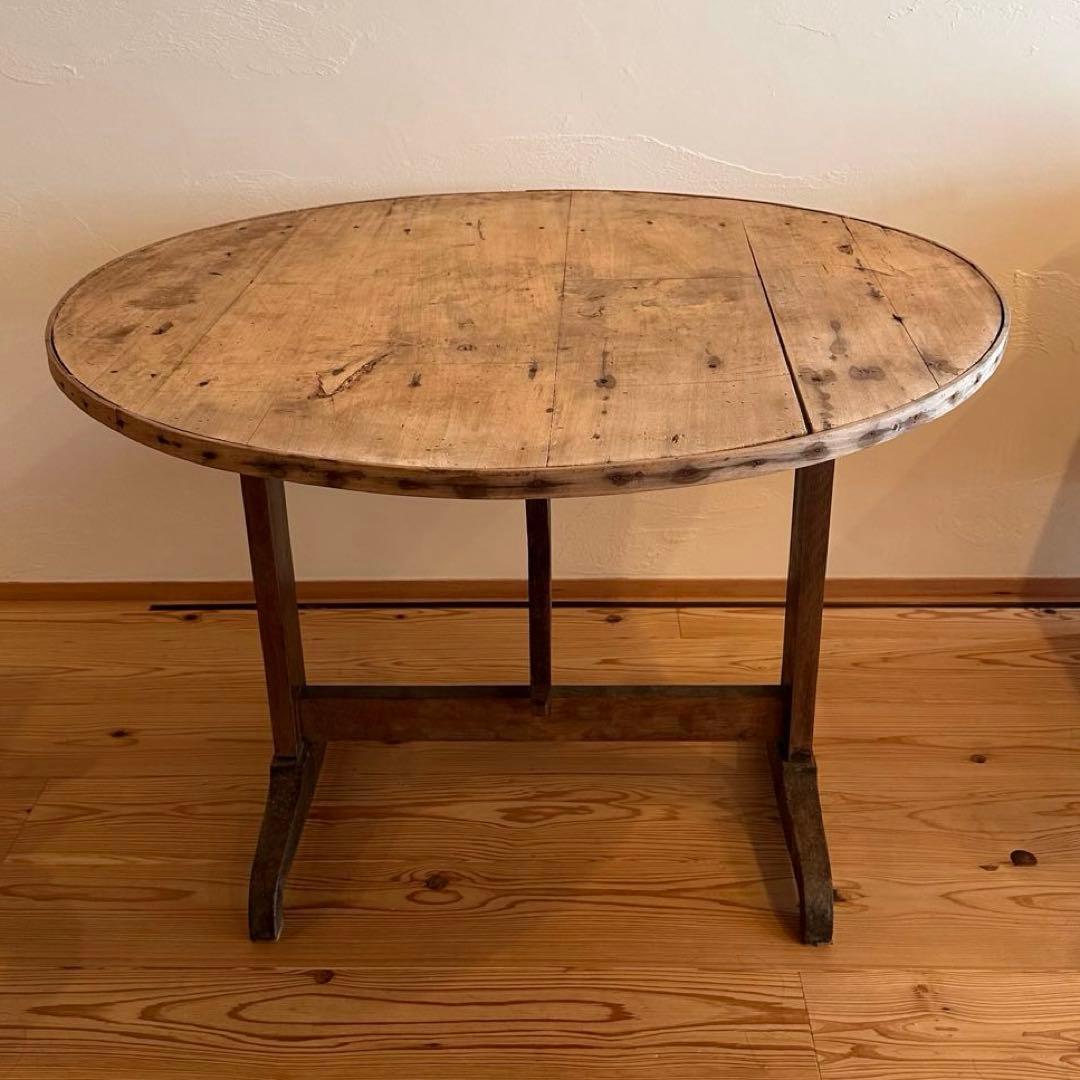 アンティーク　ワインテーブル　テイスティング　フランス　ヴィンテージ　ラウンド