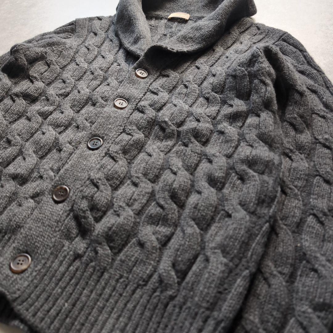 美品✨ クルチアーニ ケーブルショールカラーカーディガン グレー ウール 46