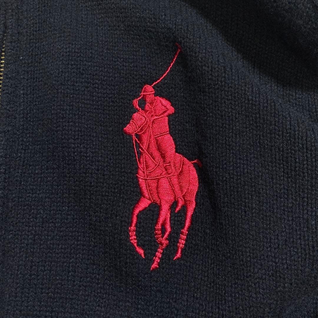 ポロラルフローレン ウール ドライバーズニット ダブルジップ エルボーパッチ
