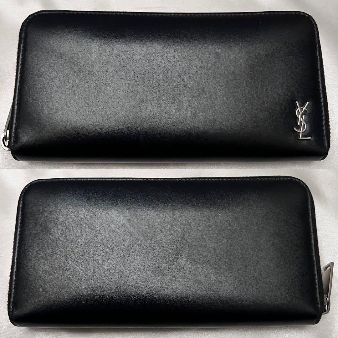 ◇箱・袋付き極美品◇サンローラン　長財布　カーフレザー　ブラック　YSLロゴ