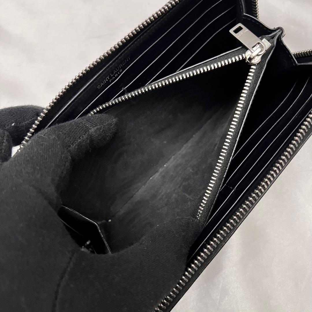 ◇箱・袋付き極美品◇サンローラン　長財布　カーフレザー　ブラック　YSLロゴ