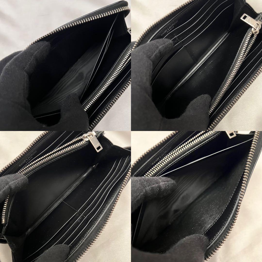 ◇箱・袋付き極美品◇サンローラン　長財布　カーフレザー　ブラック　YSLロゴ
