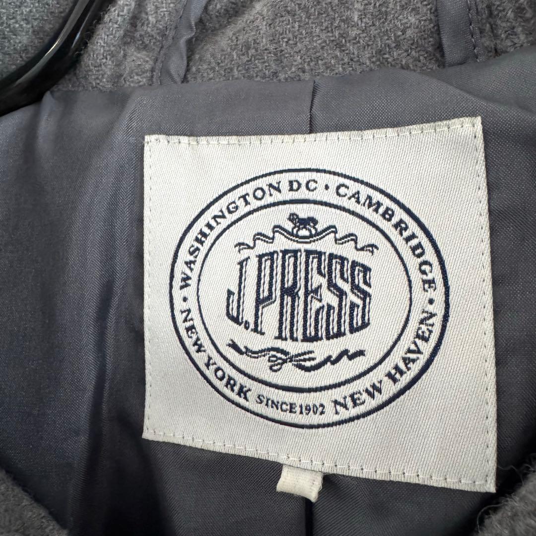 【極美品】ジェイプレス/スーパー100S二重織メルトンダッフルコート/グレー/L