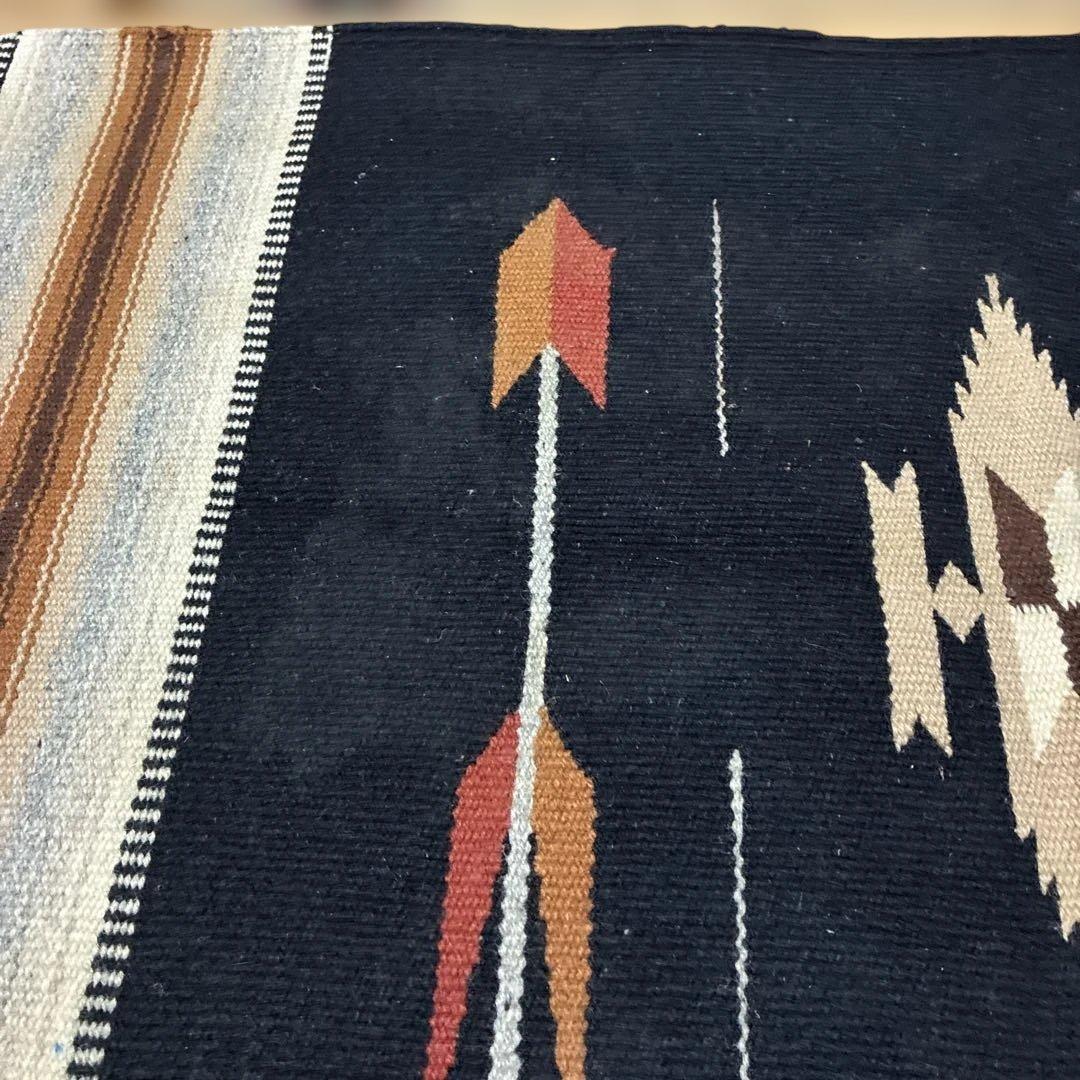 Navajo ナバホ オールド ラグ マット ブラック ベージュ 2pcセット