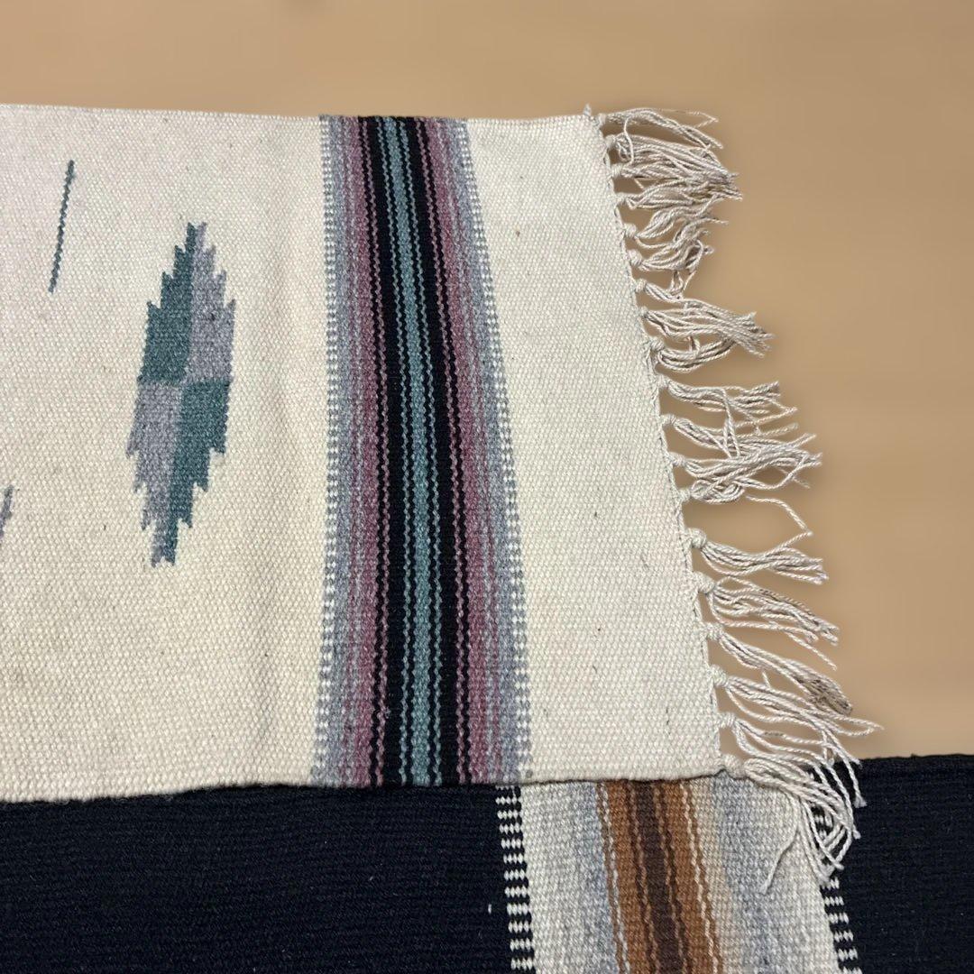 Navajo ナバホ オールド ラグ マット ブラック ベージュ 2pcセット