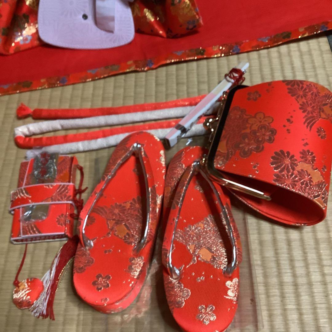 七五三　7歳用作り帯　筥迫セット　帯幅18センチ　草履21センチ