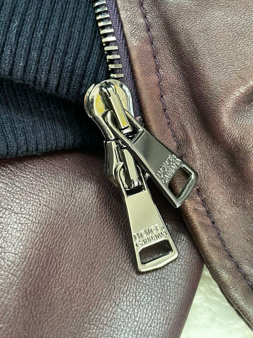 DOLCE&GABBANAシープスキン★ダークブラウンレザージャケット46/M