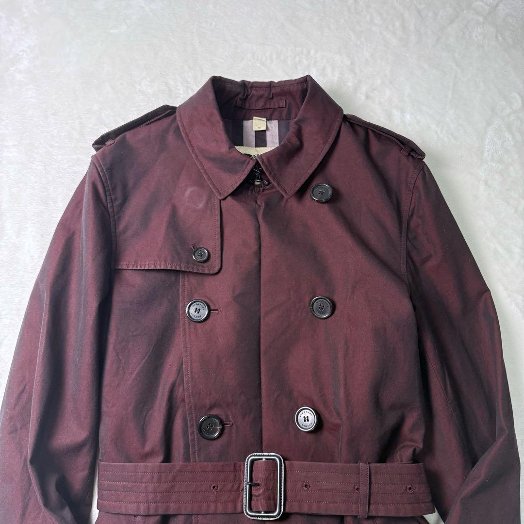 【希少・近年】BURBERRY ショートトレンチコート ベルト ボルドー 48