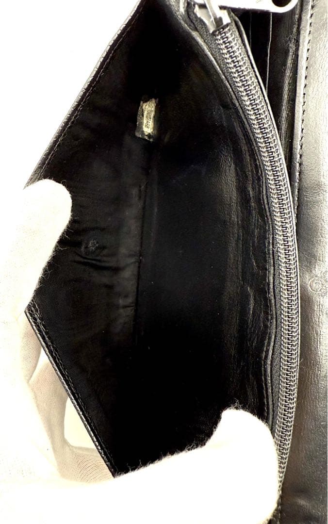 CHANEL キャビアスキン 二つ折り 財布ブルー チェーン付