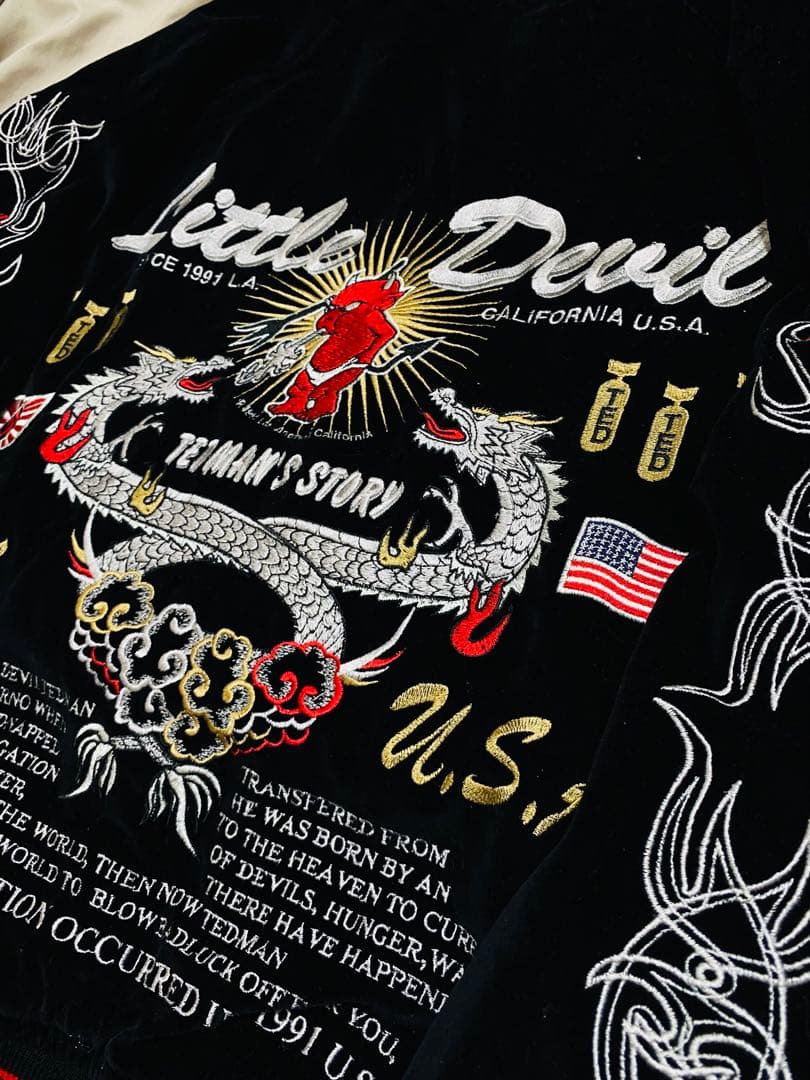 TEDMAN ２面用 日本限定 スカジャン　龍　別珍　サテン