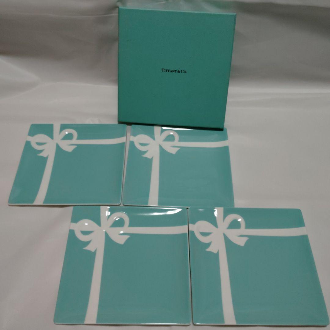 新品ティファニー&コーTiffany&Coブルーボウデザートプレートセット4枚