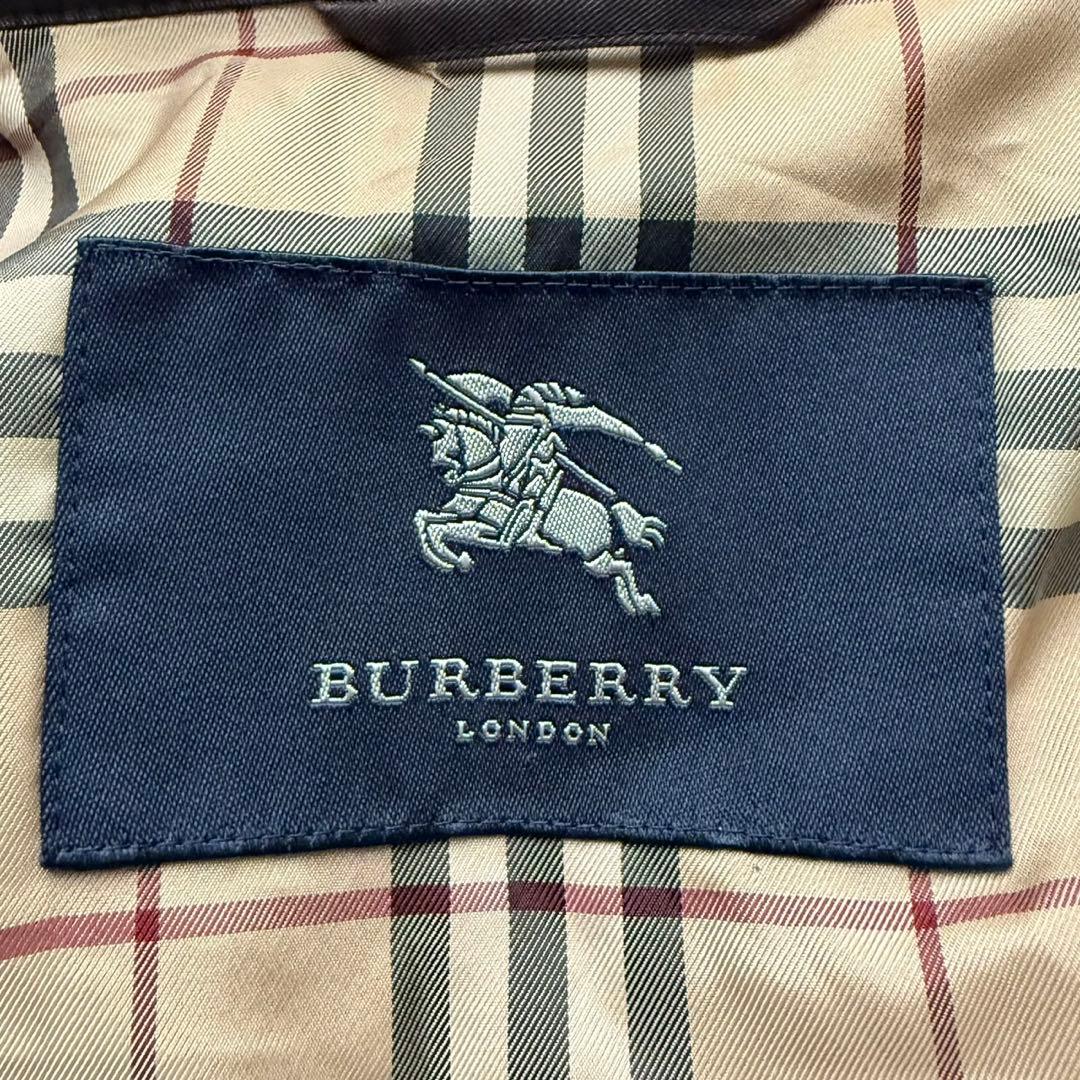 希少 バーバリーロンドン スタンドカラーコート ノバチェック メンズ ブラック