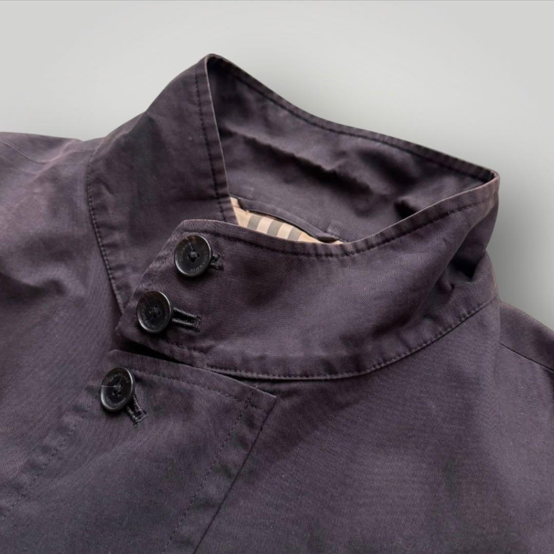 希少 バーバリーロンドン スタンドカラーコート ノバチェック メンズ ブラック