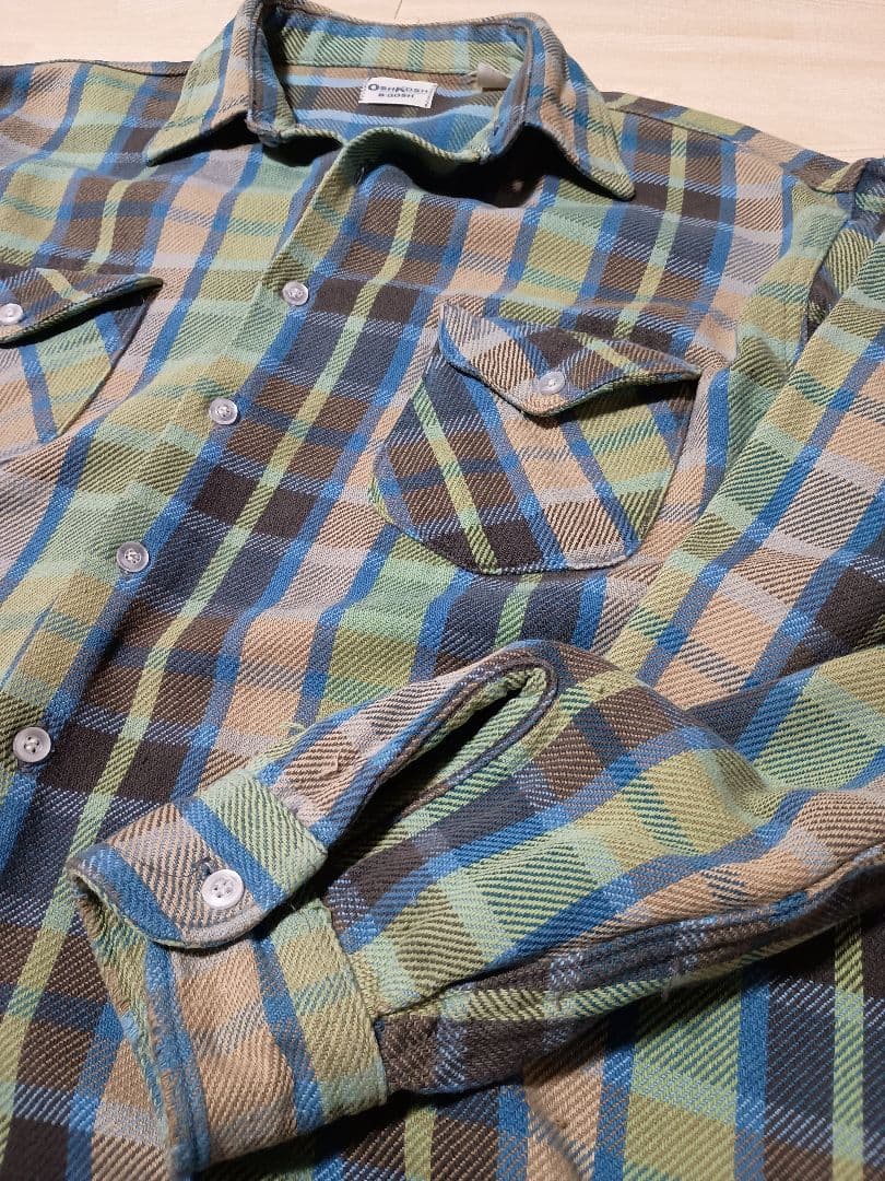 USA製 70s 80s OSHKOSH オシュコシュ ネルシャツ ヘビネル