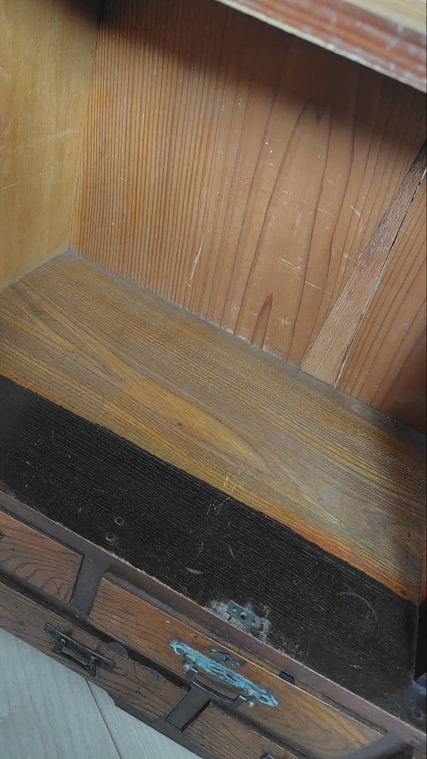 古家具　昭和レトロ　アンティーク 木製ガラス扉収納棚