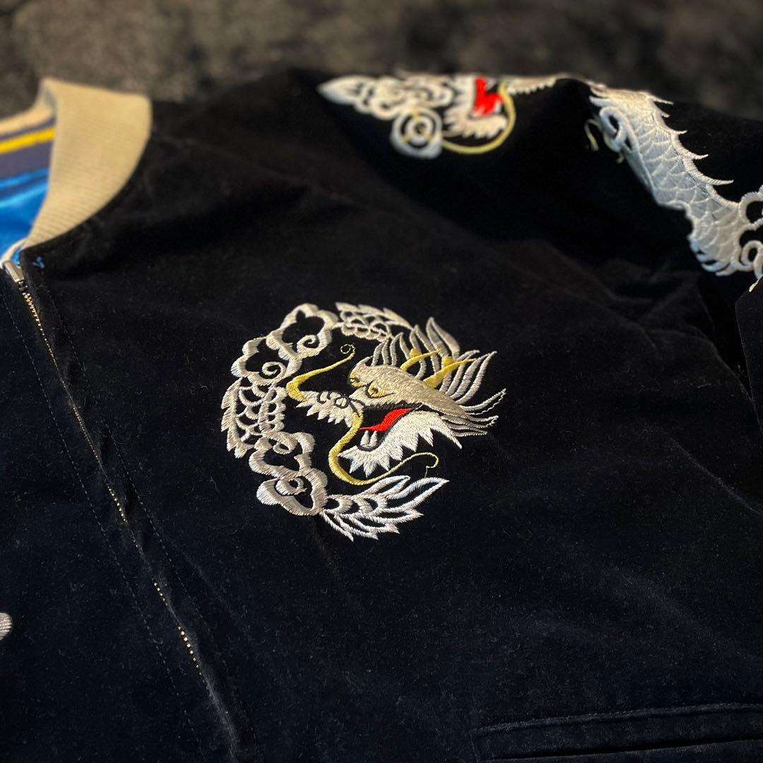 【希少】70’s 別珍 ビンテージリバーシブルスカジャン 両面刺繍 スーベニア