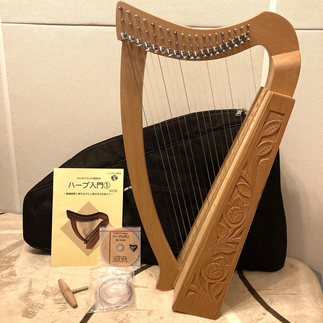 19弦木製ハープ本体と教本セット
