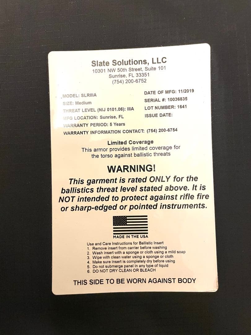 米軍放出品　M ソフトアーマープレート NIJ IIIA Medium S30