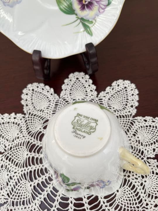 シェリー　ティーセット　パンジーの絵柄5点セット