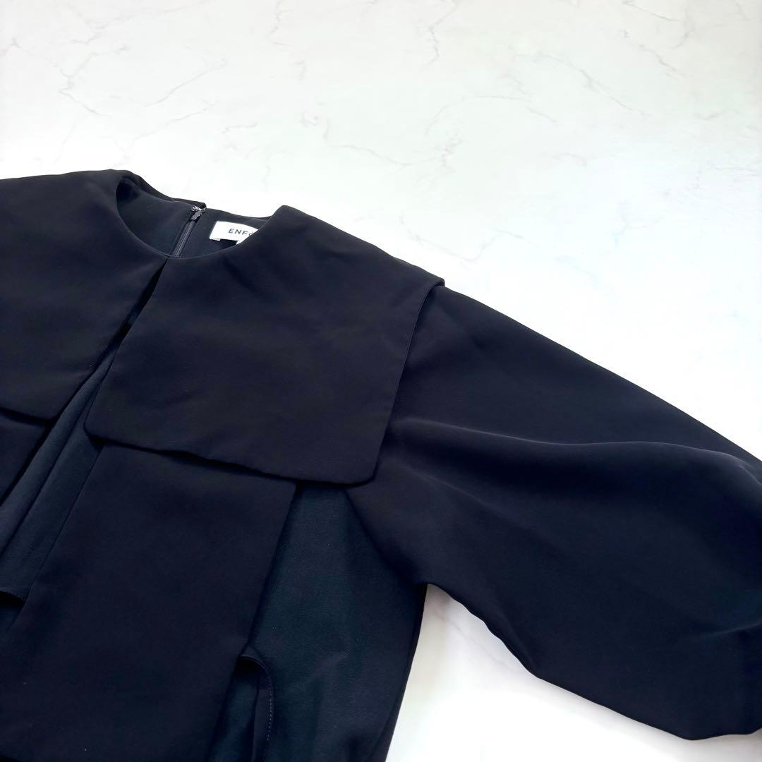 【23SS】エンフォルド BLOUSE ALL-IN-ONE 異素材切替 黒 M