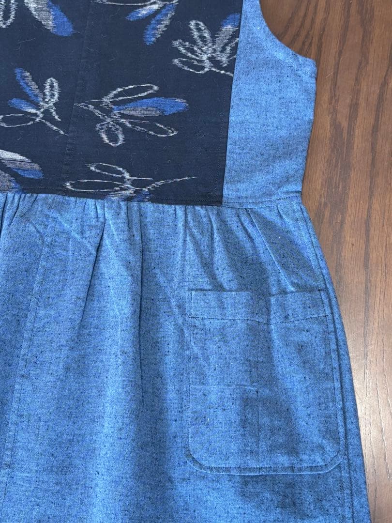 伝統工芸本久留米絣ジャンバースカート 木綿 手作り藍藍
