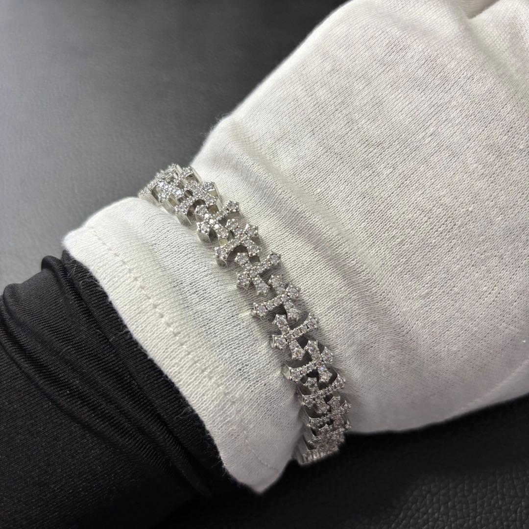 18k gp czダイヤ クロス ブレスレット シルバー アバランチ