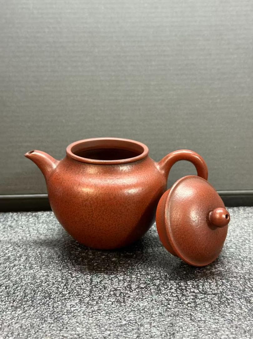 【孟臣 底款 刻漢詩 玉乳長流不絶香】紫砂壷 朱泥 段泥 煎茶道具 急須 単孔口