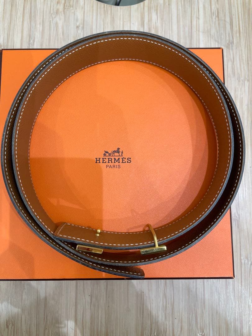 HERMES レザーベルト Hロゴ付き